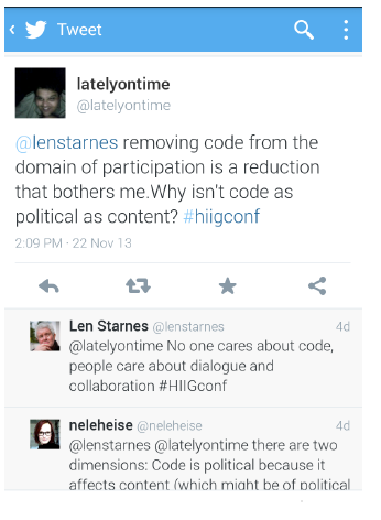 Side Discussion on Twitter: Is code political?