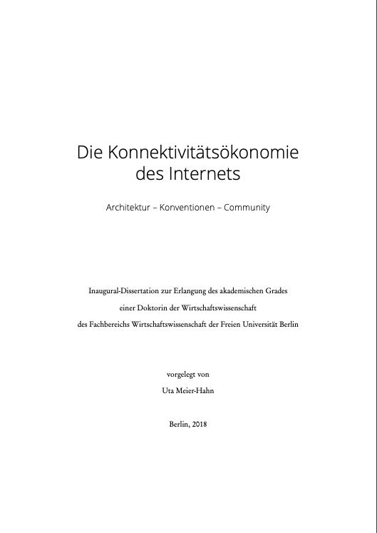 Titelbild der Dissertation: Konnektivitätsökonomie des Internets