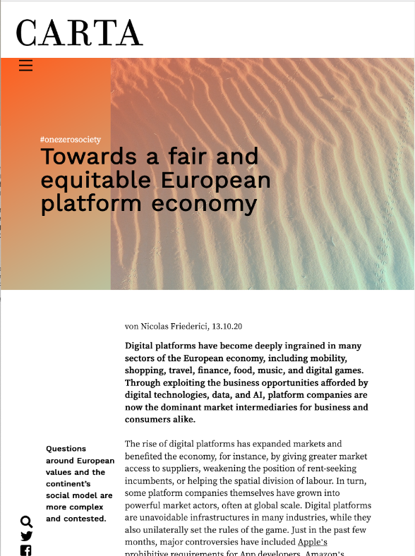 Towards a fair and equitable European platform economy