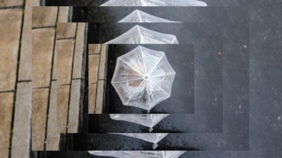 Picture shows a transparent umbrella from above. It stands symbolic for the AI Transparency Circle.