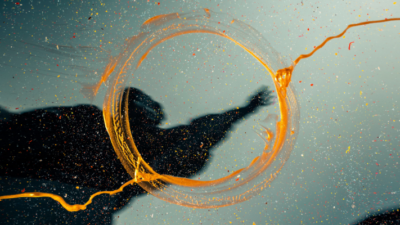 English: You see lots of different coloured dots on a picture flying through a closed circle of golden colour. It is emblematic of the creativity and resilience of universities in relation to the future of educational technology. Deutsch: Man sieht viele verschieden Farbpunkte auf einem Bild, die durch einen geschlossenen Kreis aus goldener Farbe fliegen. Es steht sinnbildich für die Kreativität und Resilienz von Hochschulen in Zusammenhang mit der Zukunft der Bildungstechnologie.