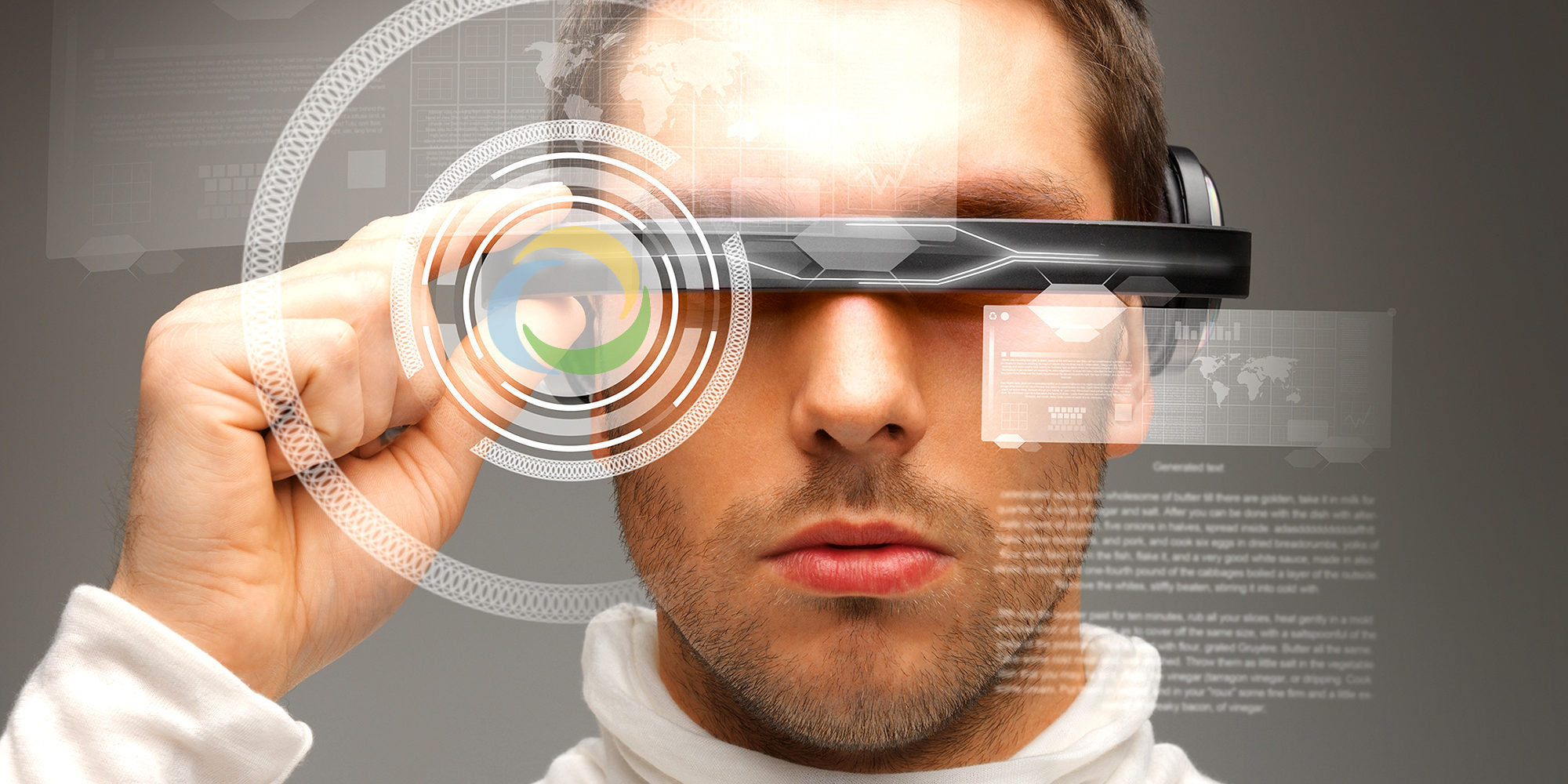 man with futuristic glasses picture of handsome man with futuristic glasses