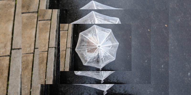Picture shows a transparent umbrella from above